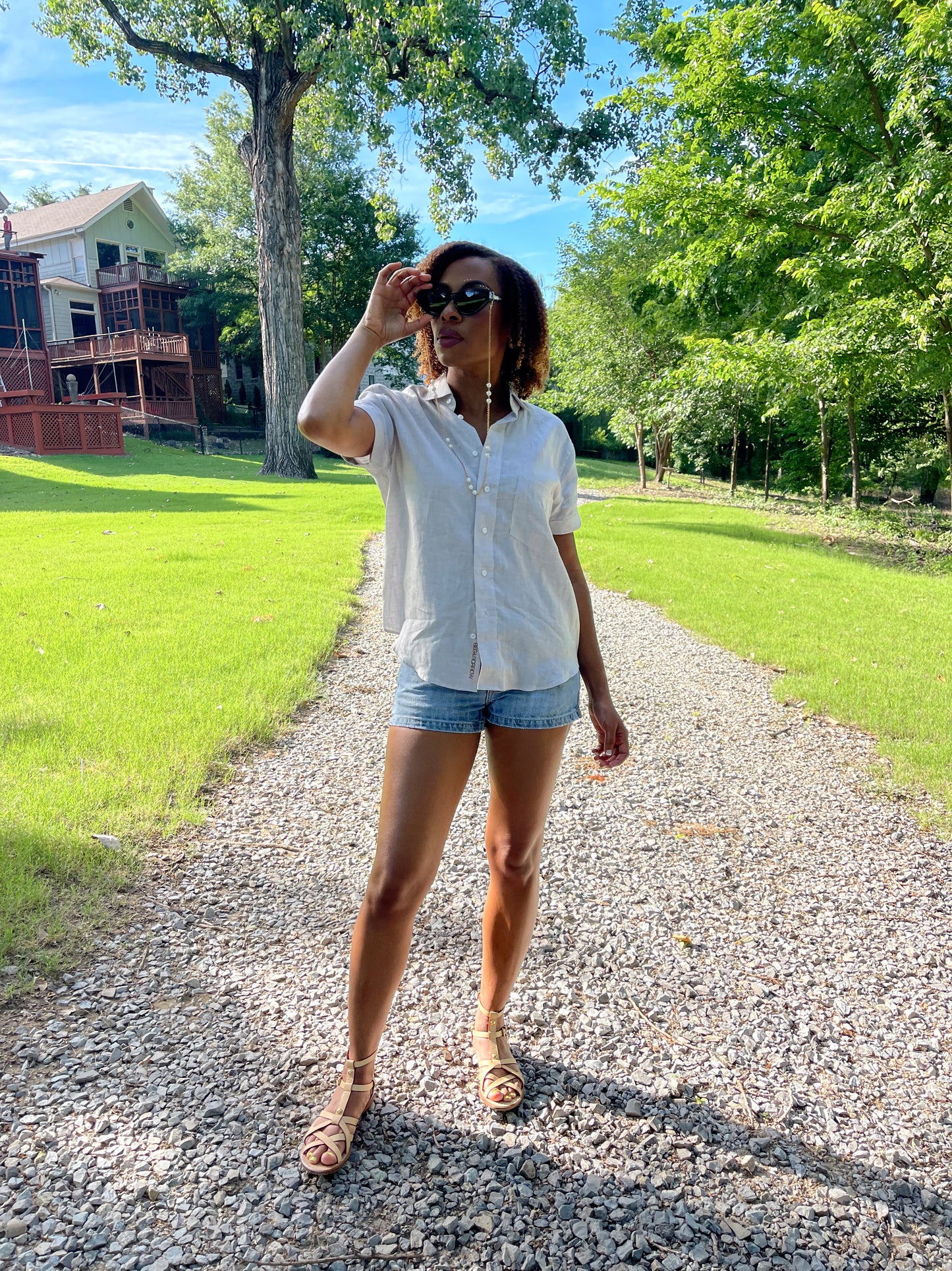 Barb Shirt - Tan Linen Check