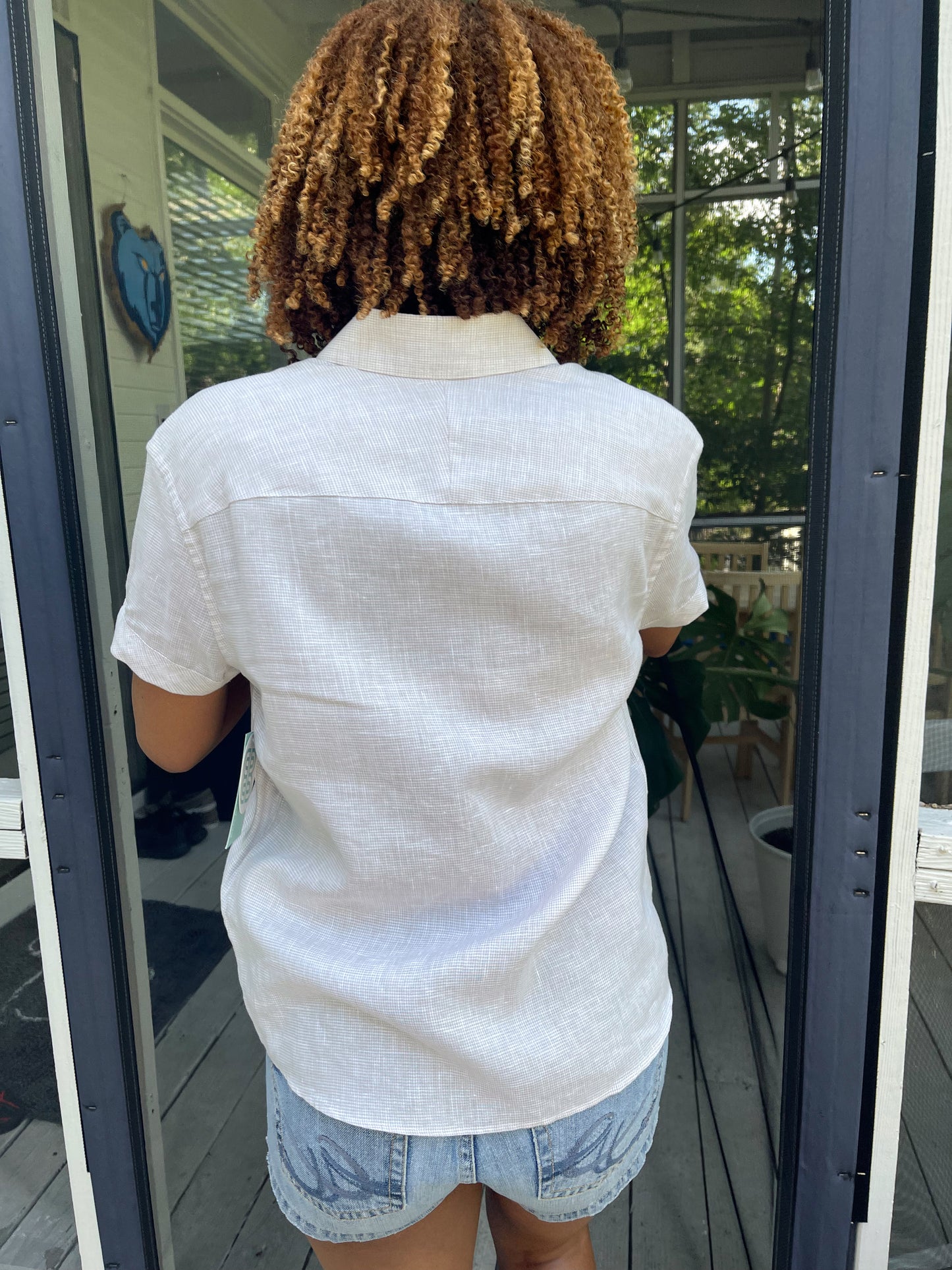 Barb Shirt - Tan Linen Check