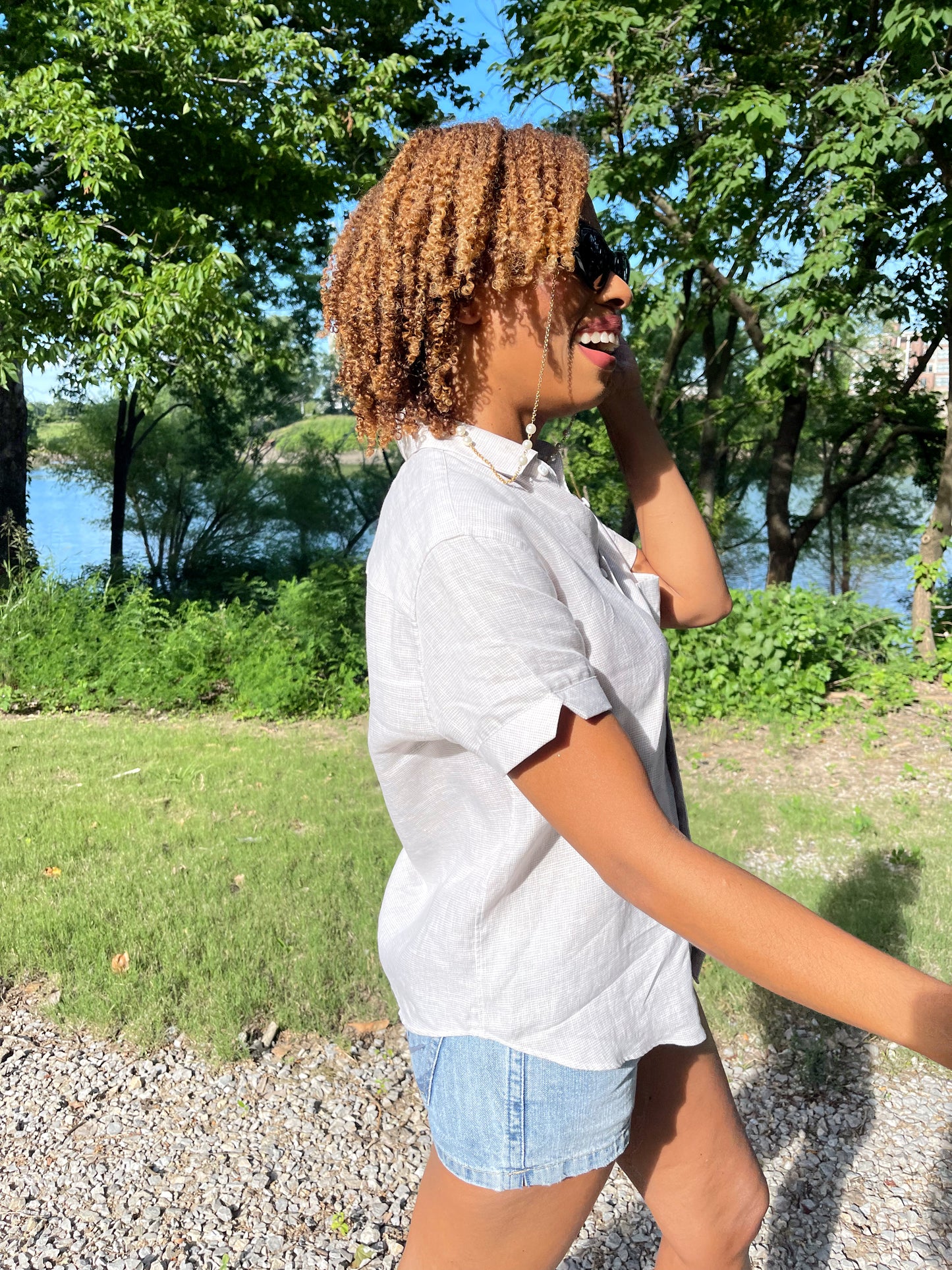 Barb Shirt - Tan Linen Check