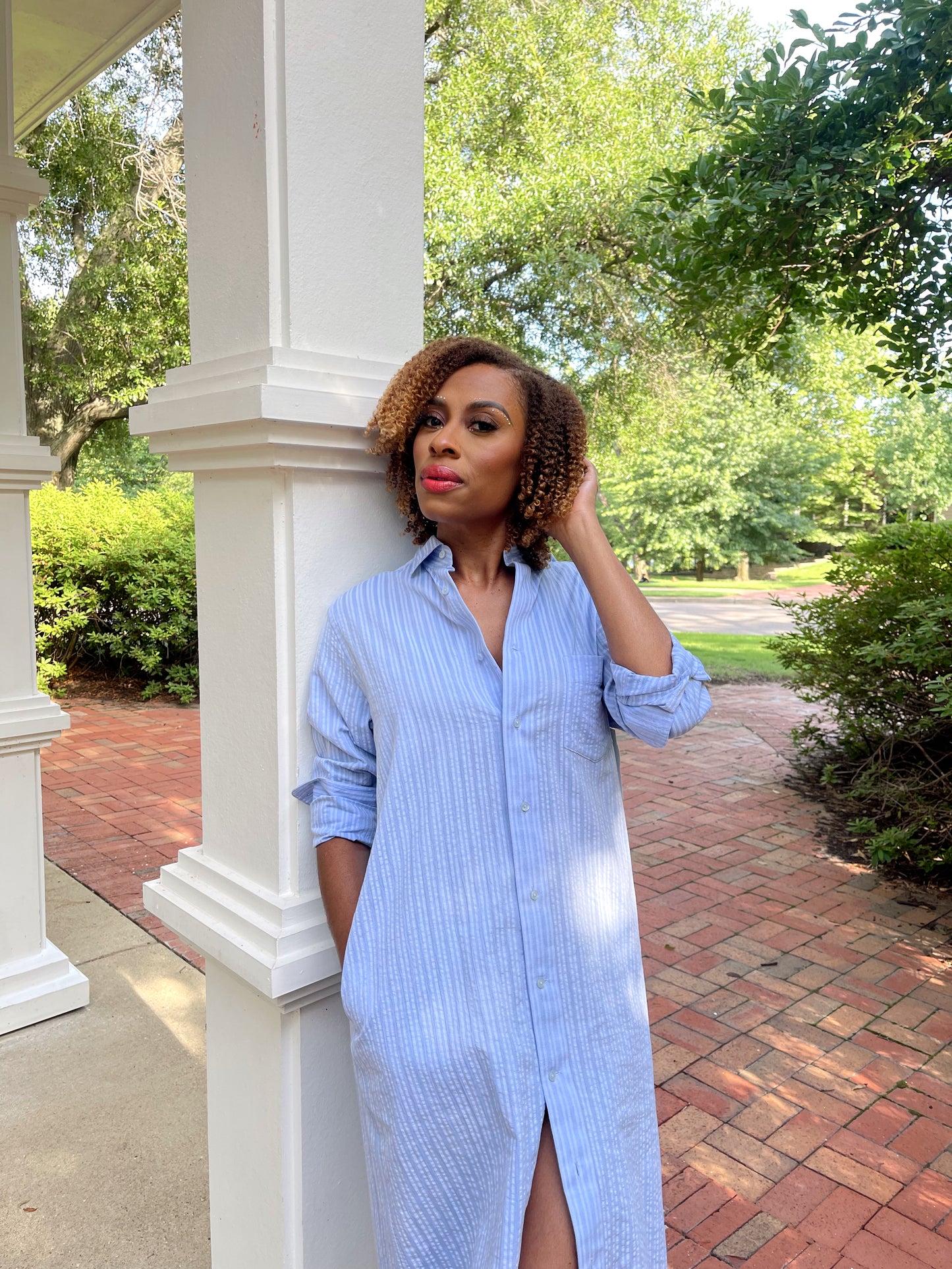 Gia Shirtdress - Blue Seersucker