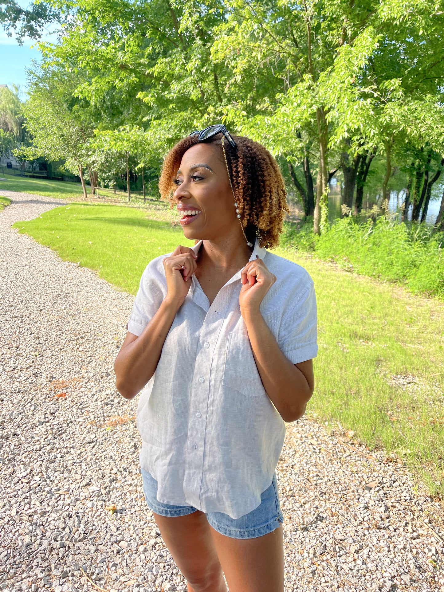 Barb Shirt - Tan Linen Check